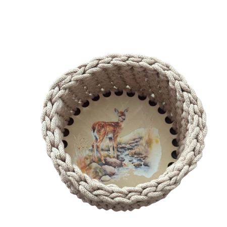 Háčkovaný kulatý košík