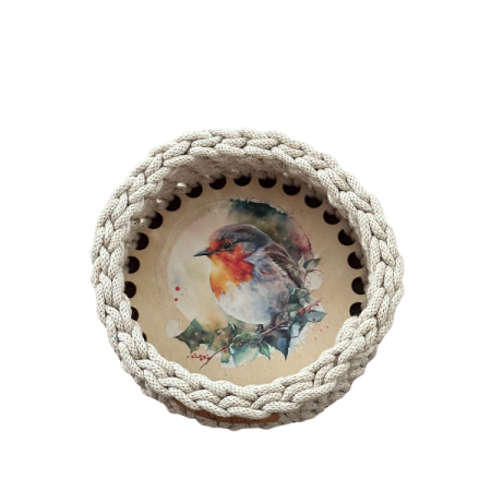 Háčkovaný kulatý košík