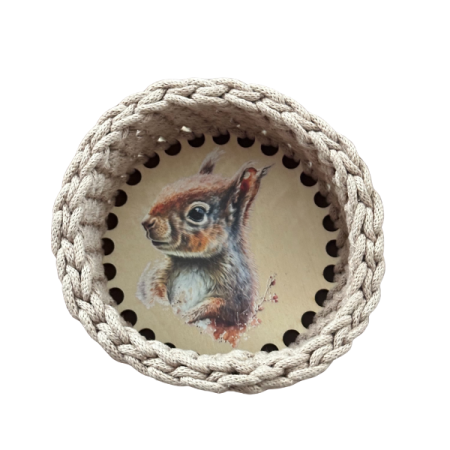 Háčkovaný kulatý košík